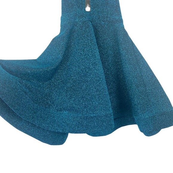 Luxxel Sz S Women's Blue‎ Sparkle Halter Open Back Flared Skirt Dress NWT - Picture 5 of 13
